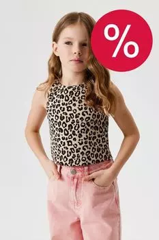 Майка хлопковая с анималистичным принтом ACOOLA