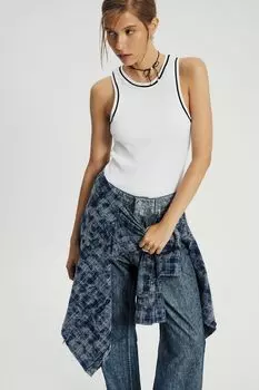 Майка хлопковая с контрастными деталями Nume