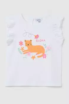 Майка хлопковая с оборками и принтом Fagottino