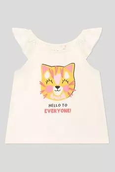 Майка хлопковая с оборками и принтом OVS