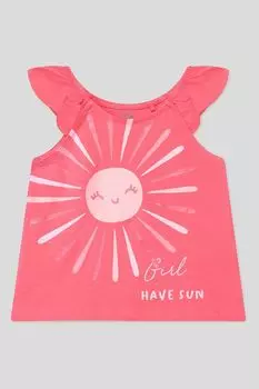 Майка хлопковая с оборками и принтом OVS