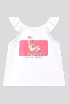 Майка хлопковая с оборками и принтом OVS