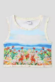 Майка хлопковая с принтом Desigual