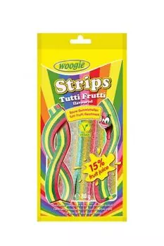 Мармелад с фруктовым вкусом Strips Tutti Frutti с кисло-сахарной обсыпкой Fazer