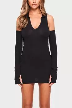 Мини-платье в рубчик с воротником The Couture Club