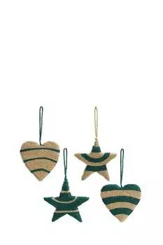 Набор елочных украшений Trendy stripes из джута и гофрированного картона Tkano