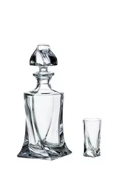 Набор хрустальный из 6 стаканов и штофа для ликера Quadro Crystalite Bohemia