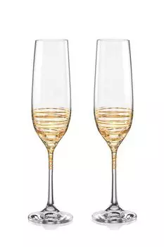 Набор из 2 бокалов для шампанского Золотая спираль 190 мл Crystalex