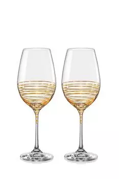 Набор из 2 бокалов для вина Золотая спираль 350 мл Crystalex