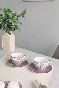 Набор из 2 чашек с блюдцами из фарфора Lily&Lotus Pip Studio