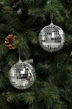 Набор из 2 елочных шаров с декором Mirror Ball COINCASA