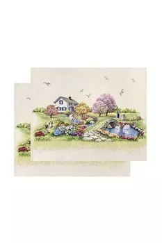 Набор из 2 гобеленовых салфеток с принтом Весенний парк Le Gobelin