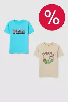 Набор из 2 хлопковых футболок с принтом OVS