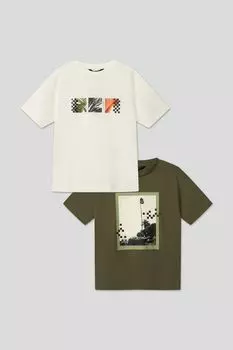 Набор из 2 хлопковых футболок с принтом Nukutavake