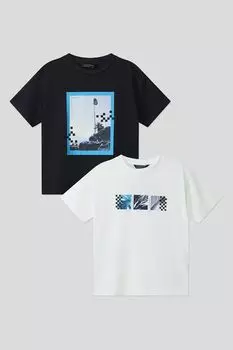 Набор из 2 хлопковых футболок с принтом Nukutavake