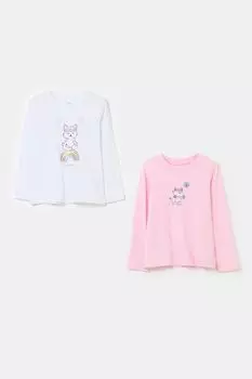 Набор из 2 хлопковых лонгсливов с принтом OVS