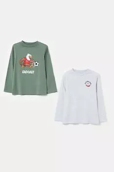 Набор из 2 хлопковых лонгсливов с принтом OVS