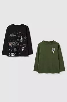 Набор из 2 хлопковых лонгсливов с принтом OVS