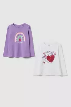 Набор из 2 хлопковых лонгсливов с принтом OVS