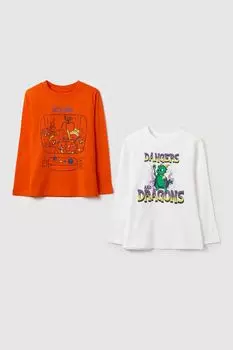 Набор из 2 хлопковых лонгсливов с принтом OVS