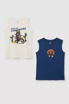 Набор из 2 хлопковых маек с принтом OVS