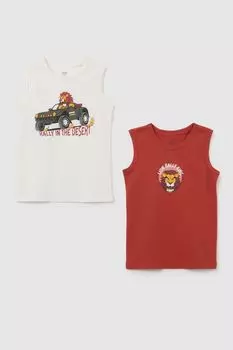 Набор из 2 хлопковых маек с принтом OVS