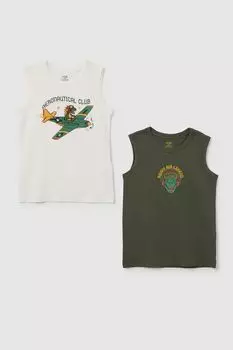 Набор из 2 хлопковых маек с принтом OVS