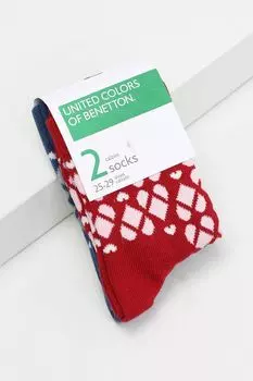 Набор из 2 пар хлопковых носков с принтом Benetton Undercolors