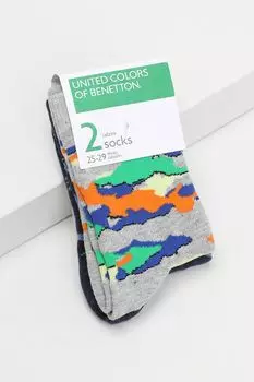 Набор из 2 пар хлопковых носков с принтом Benetton Undercolors
