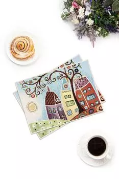 Набор из 2 салфеток с принтом Домики Le Gobelin