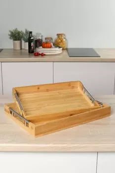 Набор из 2 сервировочных подносов из бамбука 21maison