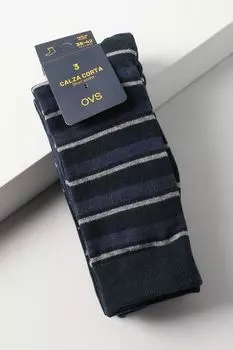 Набор из 3 пар хлопковых классических носков в полоску OVS