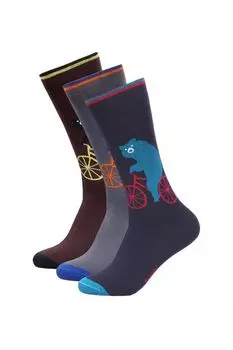 Набор из 3 пар хлопковых носков с принтом Tezido