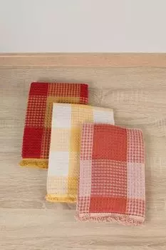 Набор из 3 полотенец кухонных в клетку Waffle Multi COINCASA