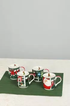 Набор из 4 фарфоровых кружек Рождественские подарки Easy Life