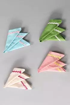 Набор из 4 хлопковых салфеток с отделкой COINCASA