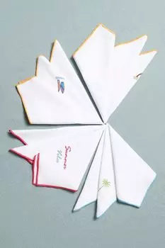 Набор из 4 хлопковых салфеток с принтом Surf Embroidery COINCASA