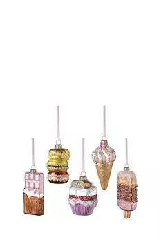 Набор из 5 елочных игрушек стеклянных Glimmer selection Tkano