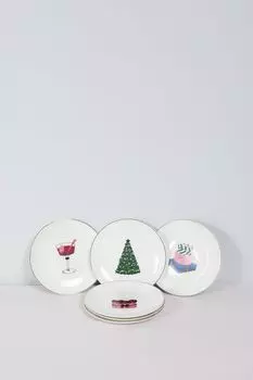 Набор из 6 фарфоровых тарелок с принтом Frutta COINCASA