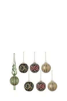 Набор из 7 елочных игрушек стеклянных Vitrage Tkano