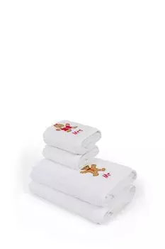 Набор из четырех хлопковых полотенец с принтом COINCASA