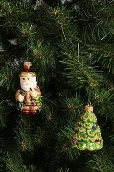 Набор из двух елочных игрушек Дед Мороз с елочкой Max Christmas