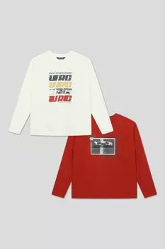 Набор из двух хлопковых лонгсливов с принтом Nukutavake