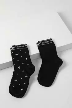 Набор из двух пар хлопковых носков с логотипом бренда EMPORIO ARMANI