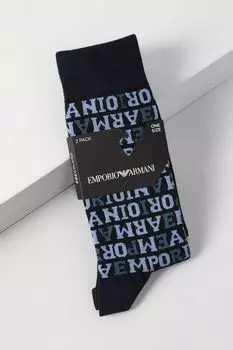 Набор из двух пар хлопковых носков с логотипом бренда EMPORIO ARMANI