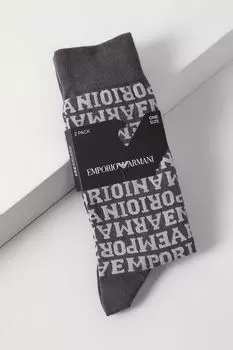 Набор из двух пар хлопковых носков с логотипом бренда EMPORIO ARMANI