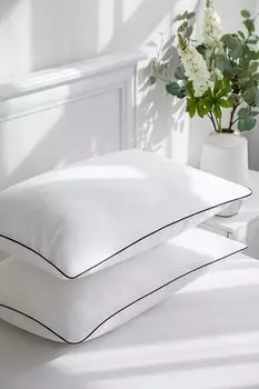 Набор из двух сатиновых наволочек с антибактериальным эффектом и контрастной отделкой Soft Silver