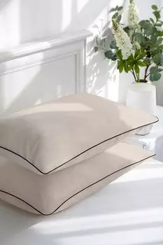 Набор из двух сатиновых наволочек с антибактериальным эффектом и контрастной отделкой Soft Silver