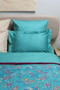 Наволочка с ушками из сатина с принтом Marmaris Turquoise 21maison