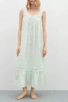 Ночная сорочка хлопковая с воланом и кружевом Eileen West